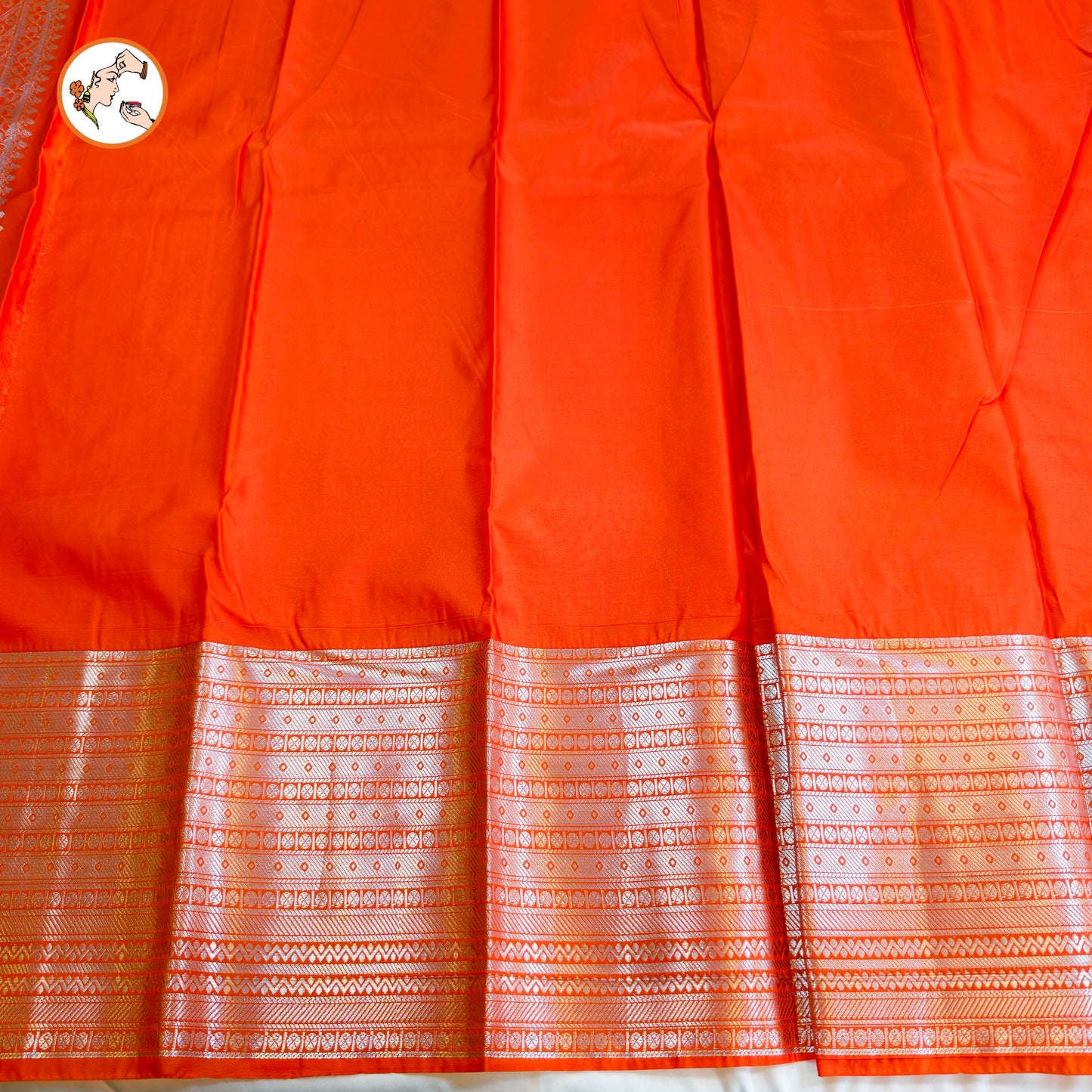 Orange Traditional 1000 butta Kanchipuram Silk Saree with Silver jari