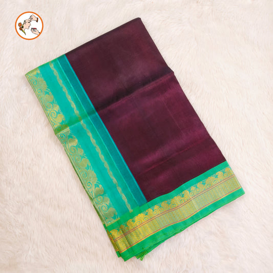 Coffee Brown with Turquiose Blue border Traditional Pure Silk Cotton Saree