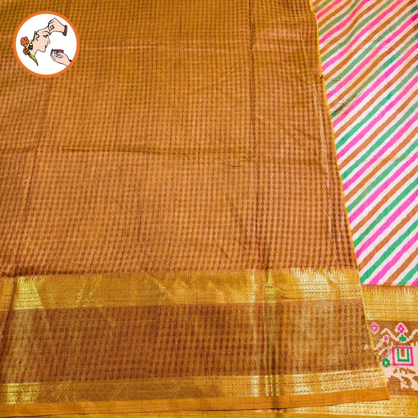 Mustard Yellow strpes Pochampally Silk Cotton Casual Saree