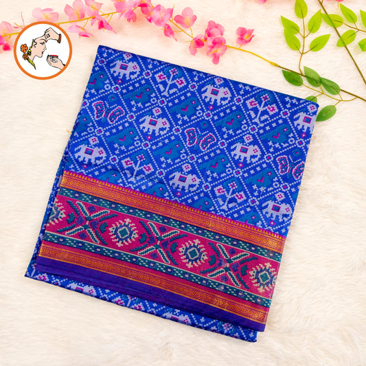 Blue Pochampally Silk Cotton Casual Saree