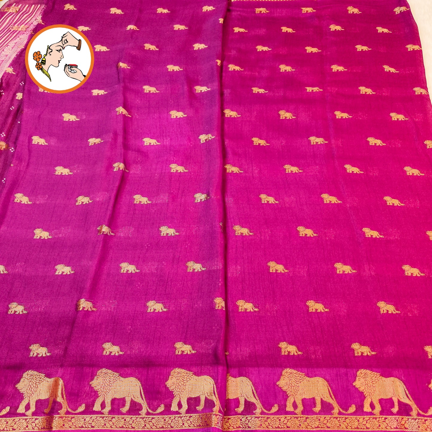Purple Lion butta Light weight Soft Fancy Georgette Silk Saree