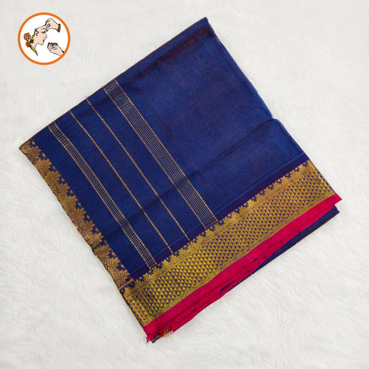 Dark Blue Traditional Vairoosi Pure Silk Cotton Saree
