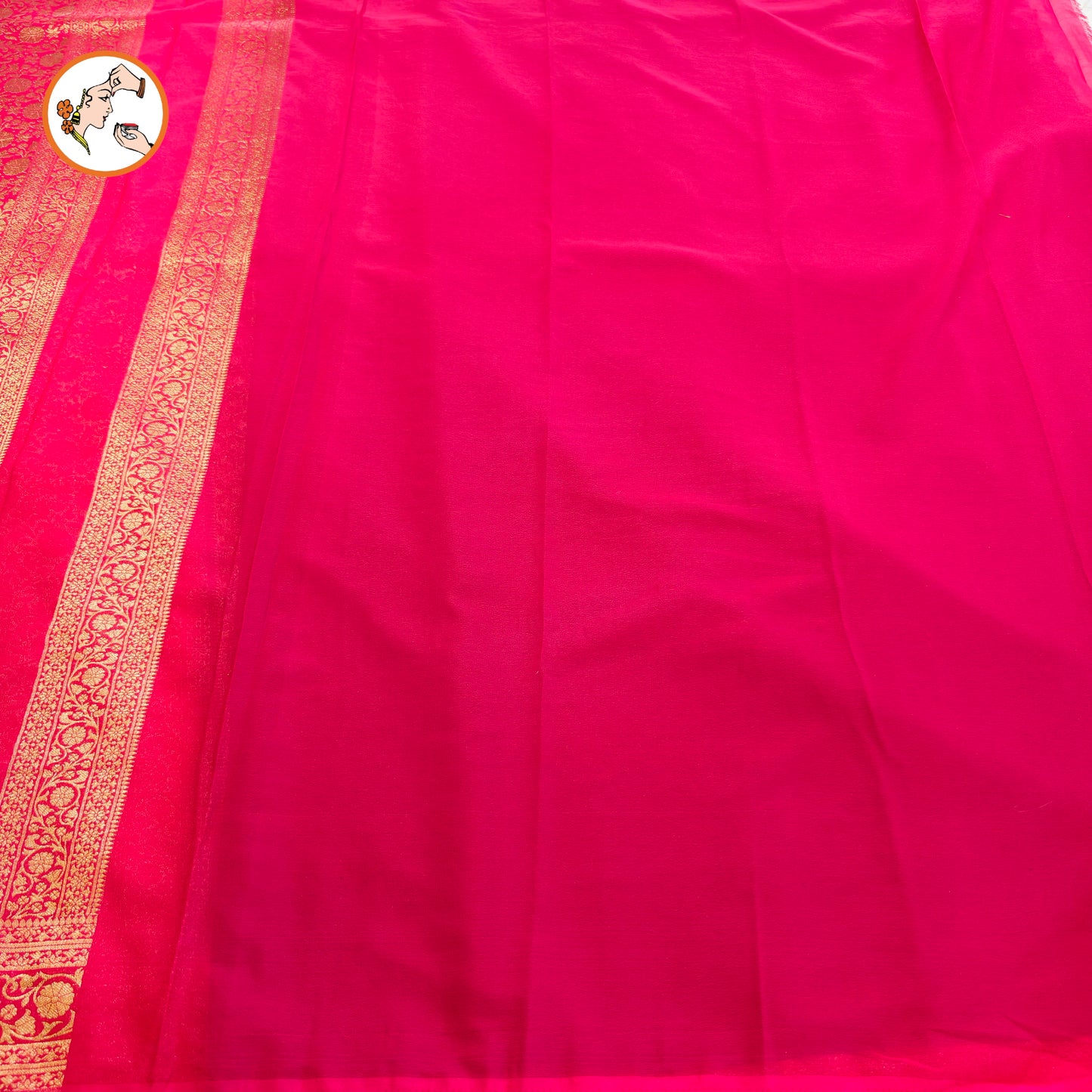 Maroon with Pink border Premium Banarasi Georgette Saree