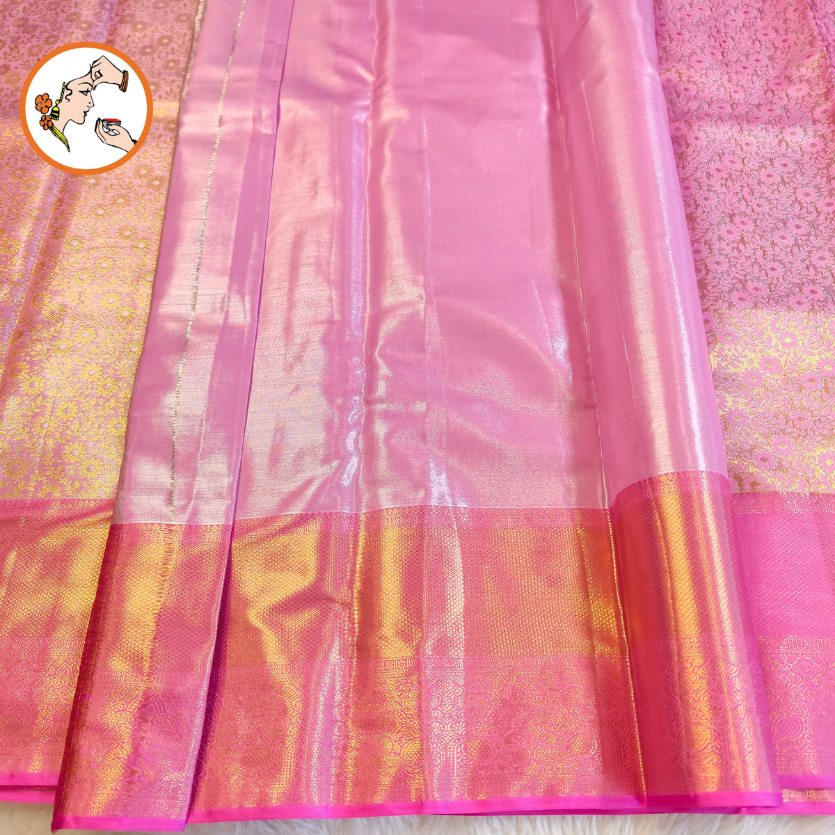 Lotus Pink Kanchipuram Mix High Tissue Bridal Silk Saree