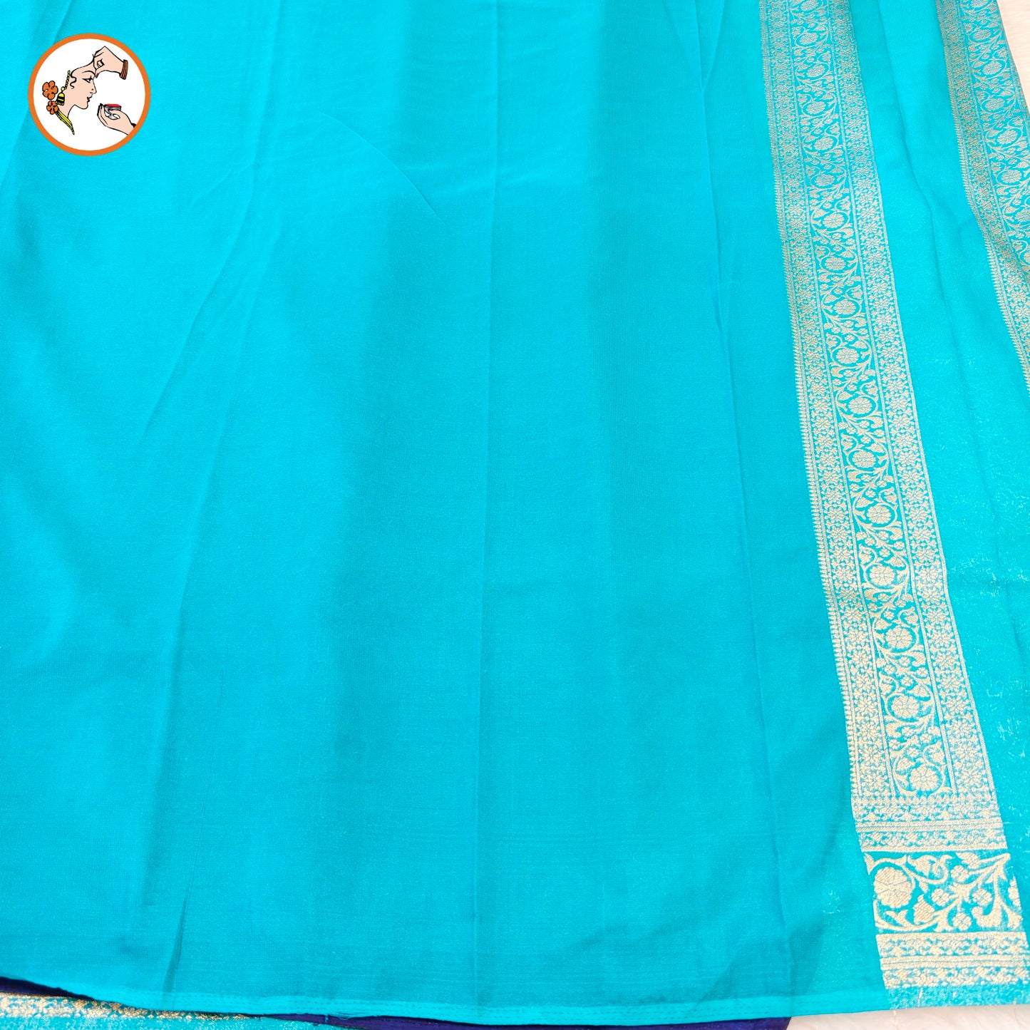 Royal Blue with Sky Blue border Premium Banarasi Georgette Saree