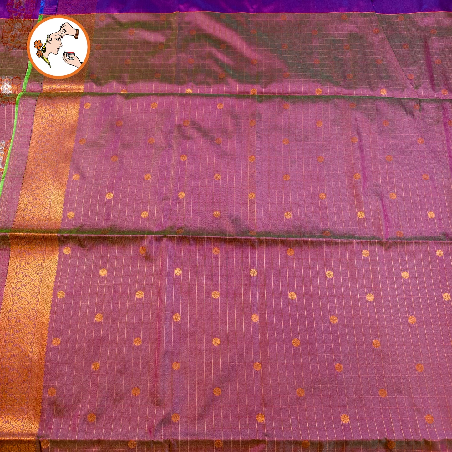 Purple Vintage Checks (Kattam) Fancy border Kanchipuram Soft Silk Saree