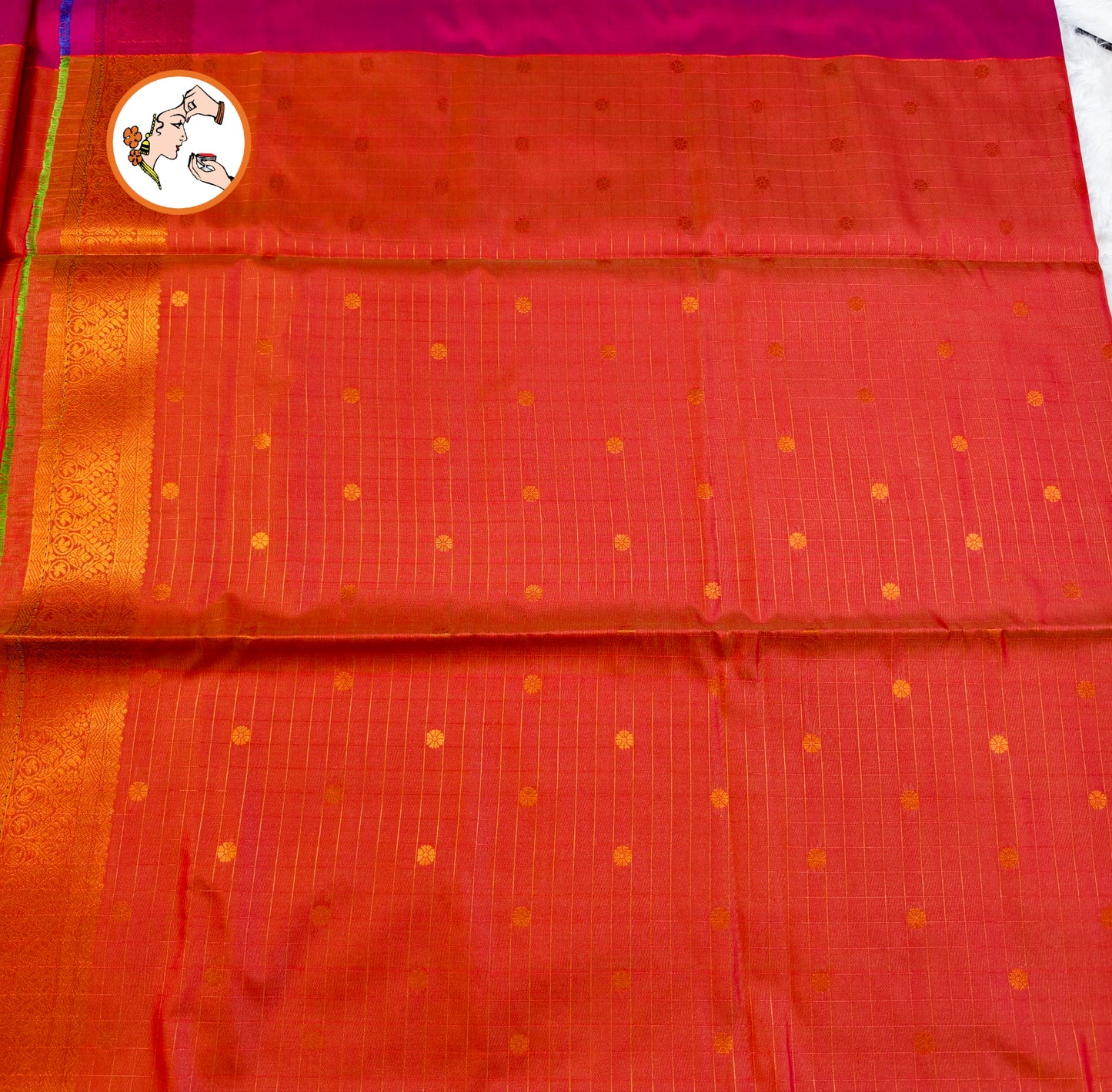 Mustard Vintage checks (Kattam) Fancy border Kanchipuram Soft Silk Saree