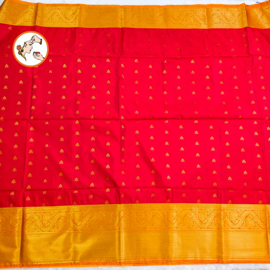 Red with Yellow border Traditional Kanchipuram Soft Silk Saree
