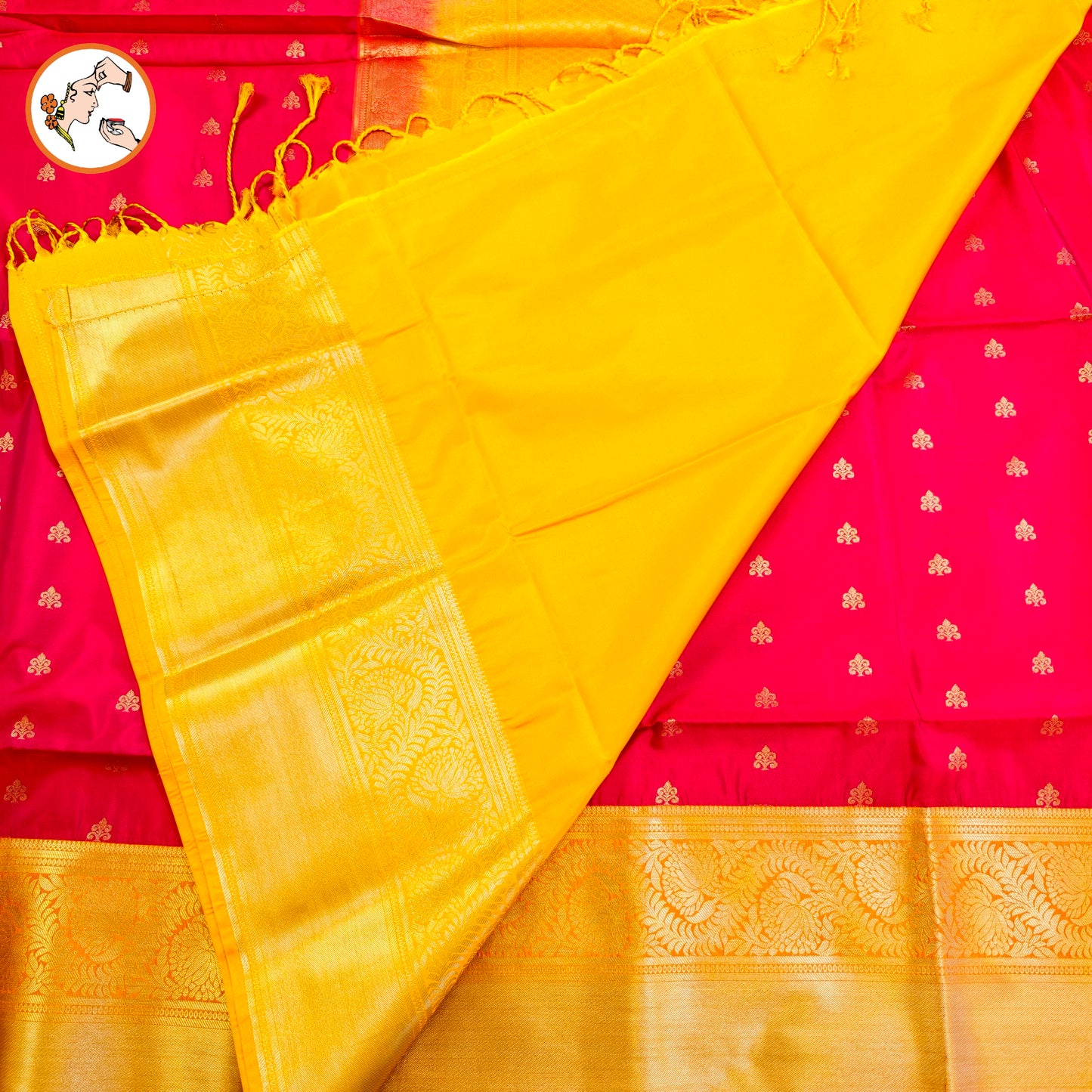 Red with Yellow border Traditional Kanchipuram Soft Silk Saree