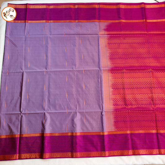 Lavender with Purple Vairoosi border Soft Silk Saree