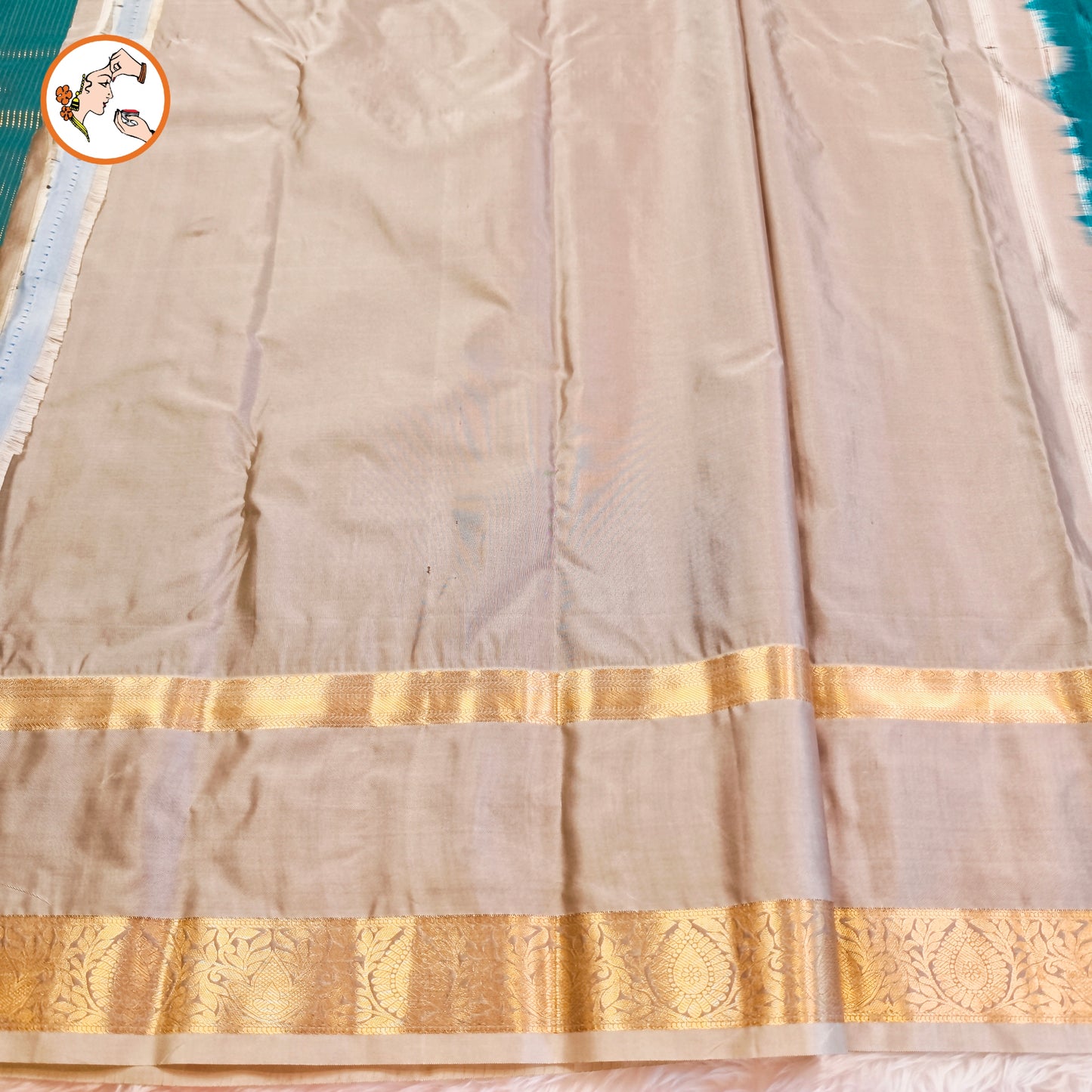 Peacock Green peacock border Vairoosi stripes Kanchipuram Semi SIlk Saree