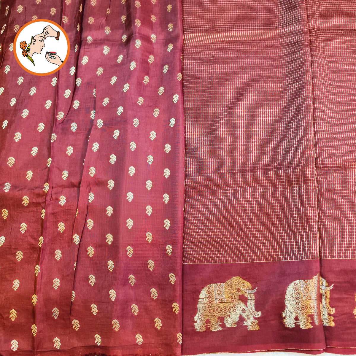 Coffee Brown Podikattam elephant border soft viscose Fancy Silk Saree