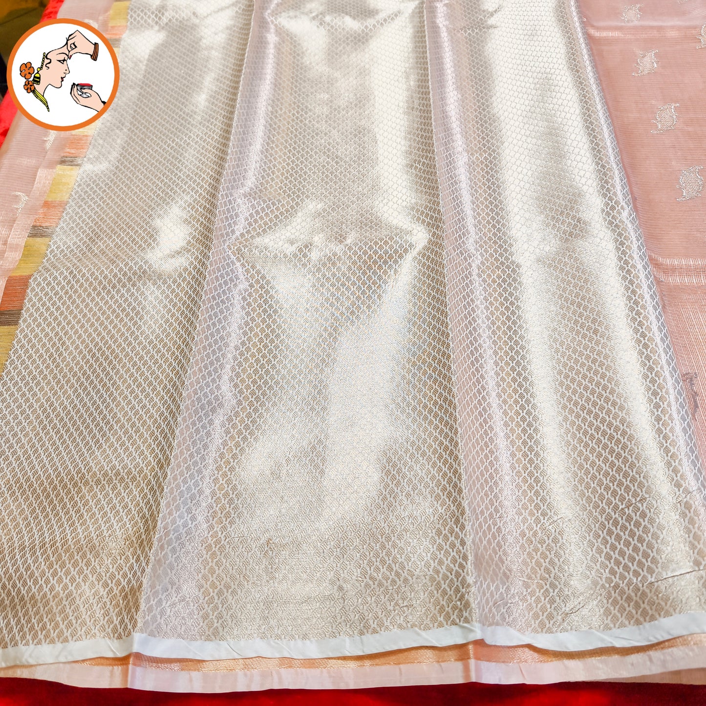Peach Paithani border Kota Tissue Fancy Silk Saree