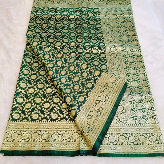 Dark Green Bridal Wedding Banarasi Saree Vivahasilks