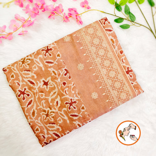 Sandal colour Unqiue Pattern Raw Silk Designer Saree with embriodary work