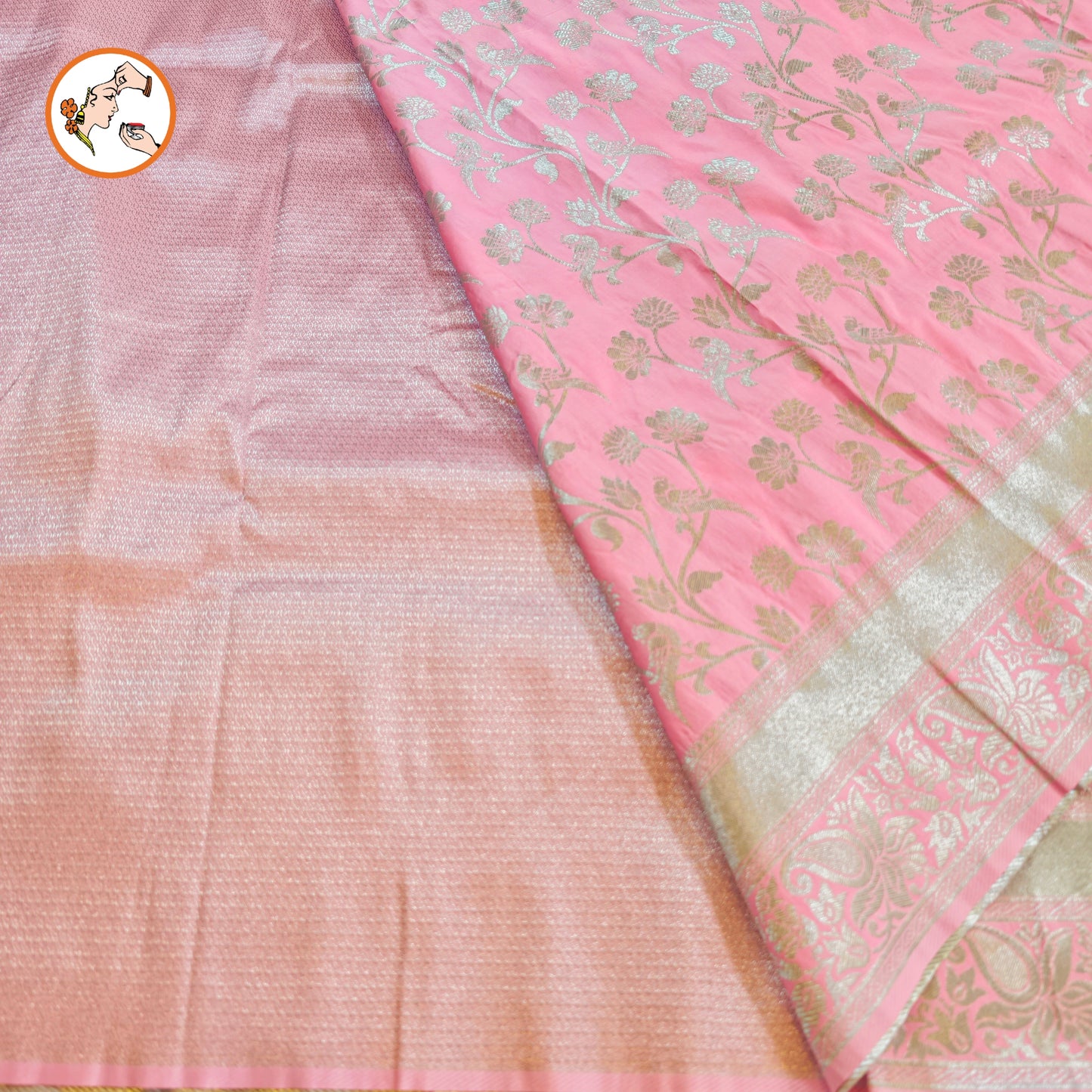 Light Pink Silver zari Banarasi Soft Silk Saree