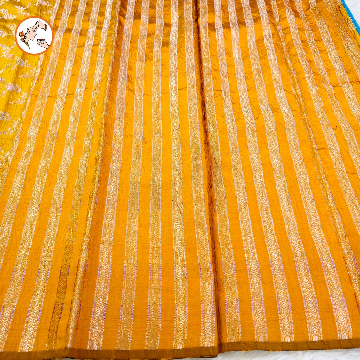 Golden Yellow Meenakari weaving Banarasi Crush Saree