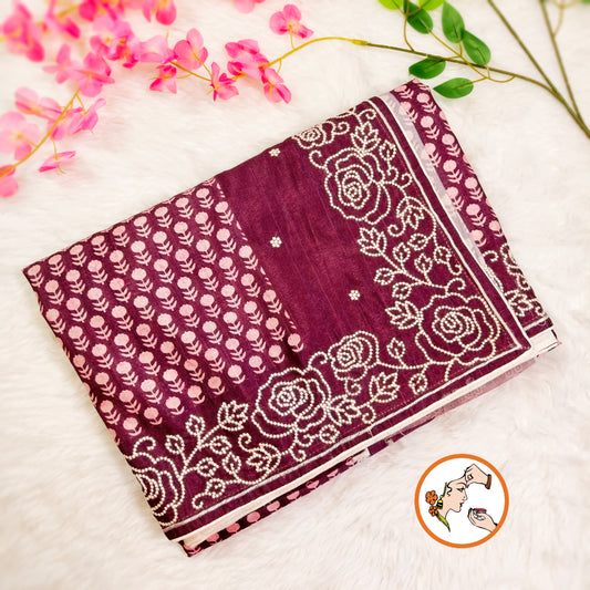 Purple colour Unique Pattern Raw Silk Designer Saree with embriodary work