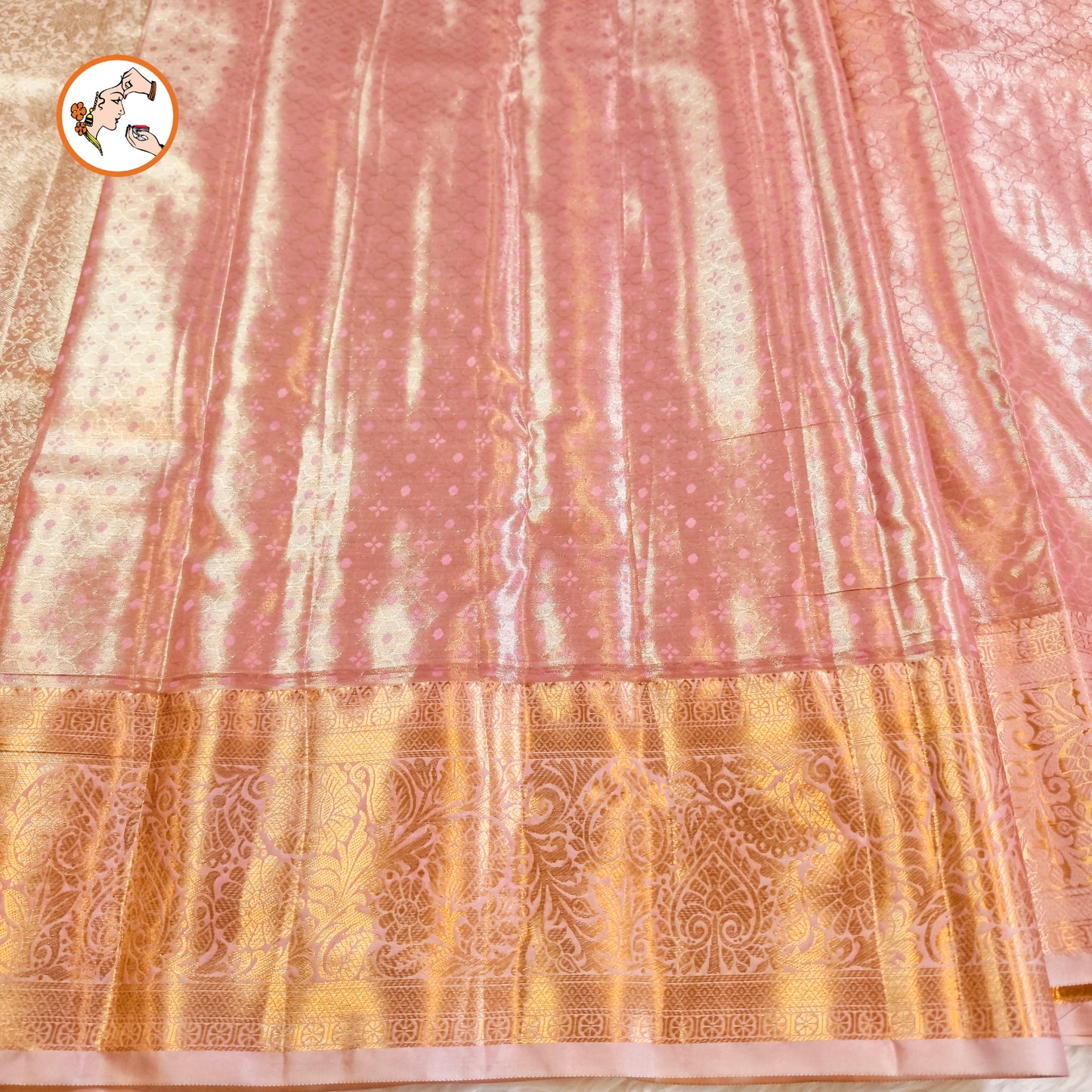 Pink (Rose Gold) High Tissue Kanchipuram Semi SIlk Saree