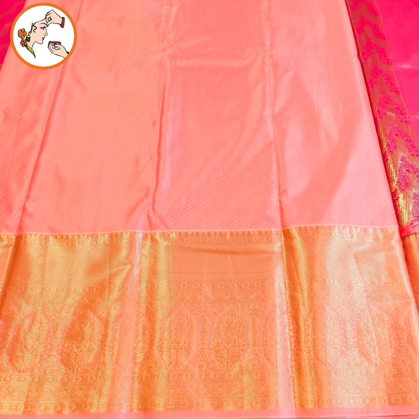 Magenta Pink with Baby Pink border Bridal Kanchipuram Mix Silk Saree