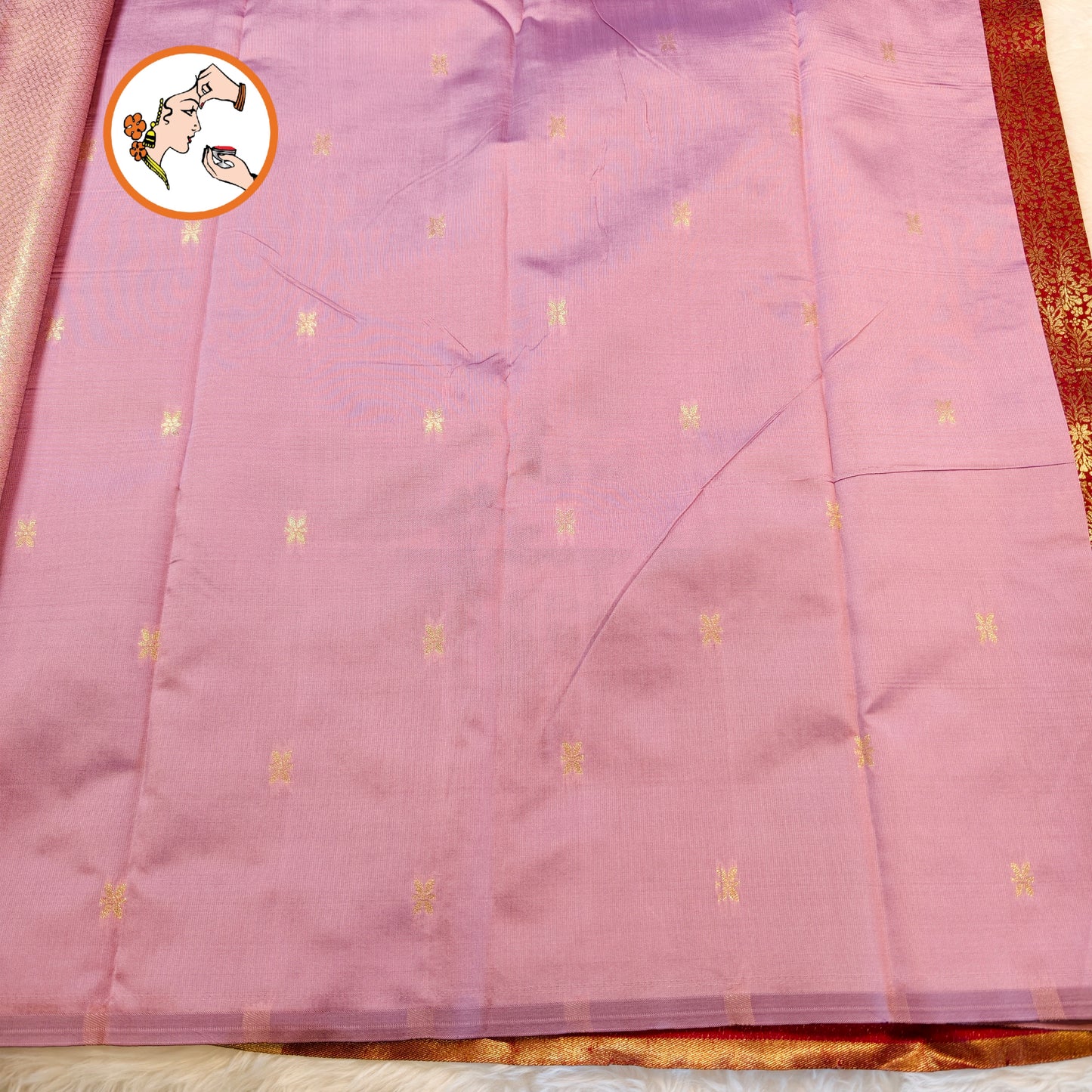 Maroon with Pink Lotus border Fancy Semi Silk Saree