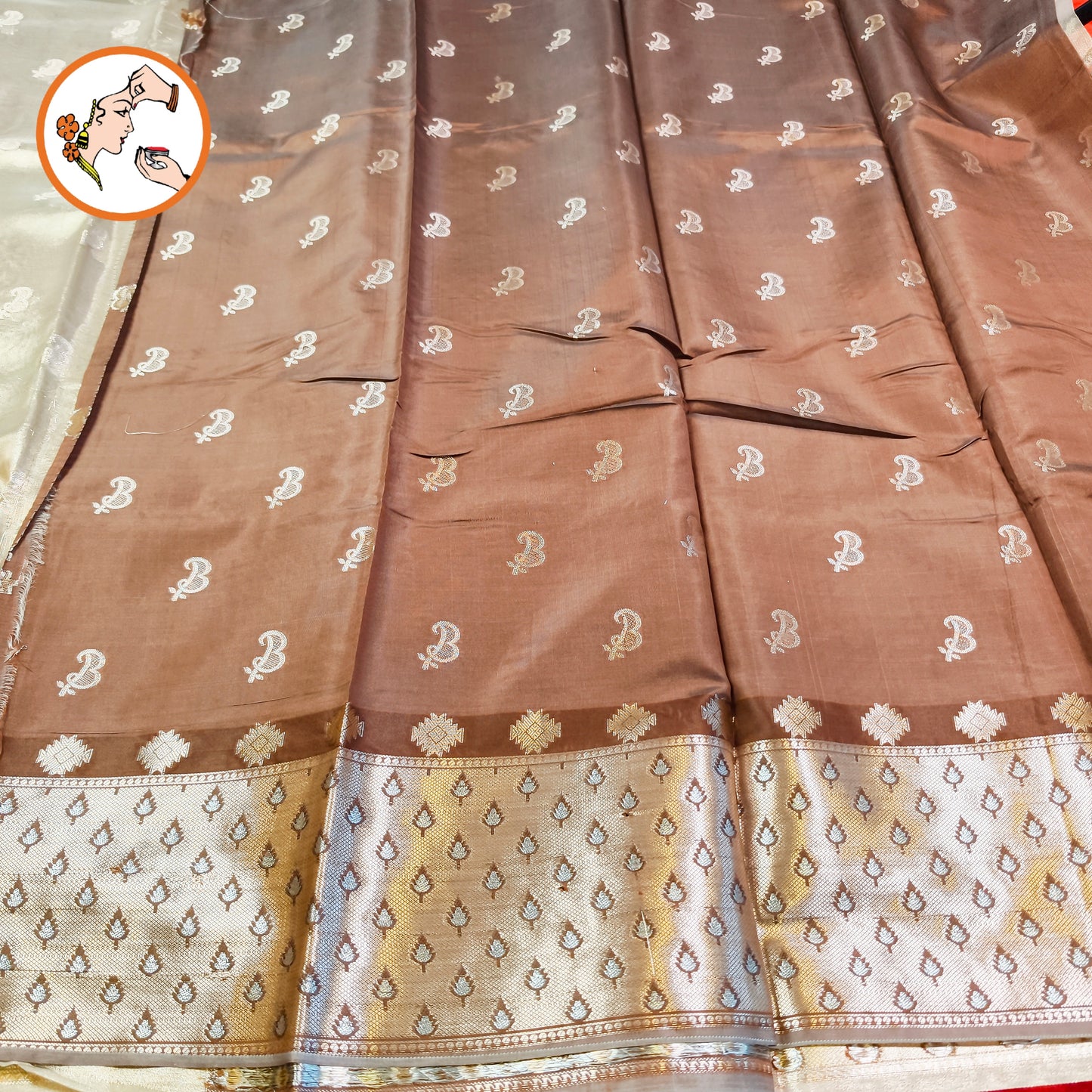 Metalic Antique Gold Paithani border Kota Tissue Fancy Silk Saree