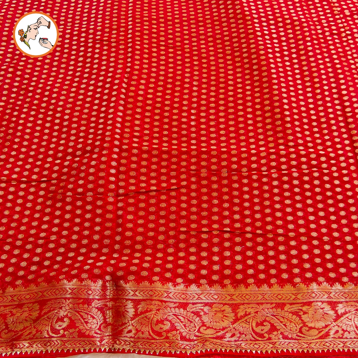 Red Pure Banarasi Georgette Partywear Saree
