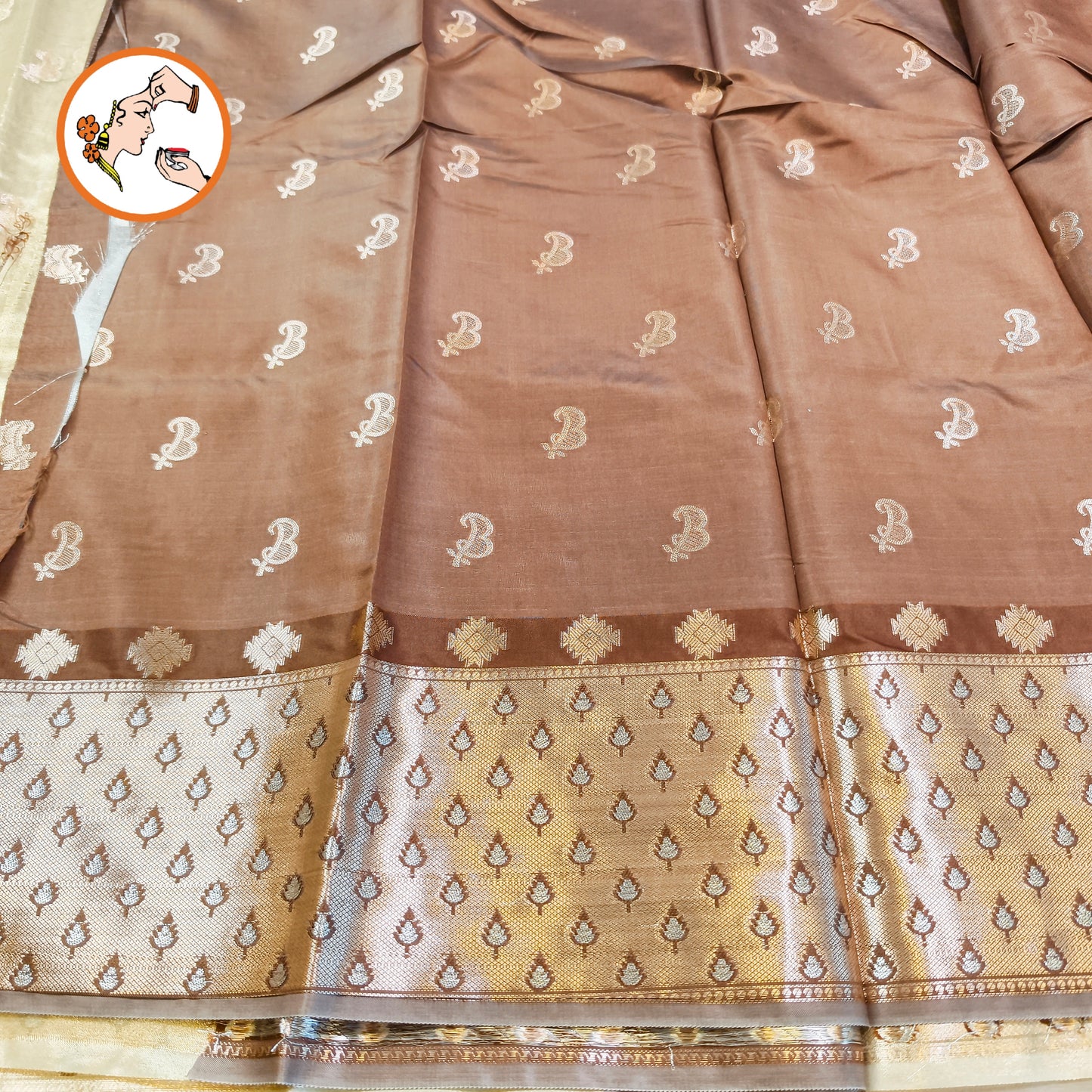 Metalic Off White Paithani border Kota Tissue Fancy Silk Saree