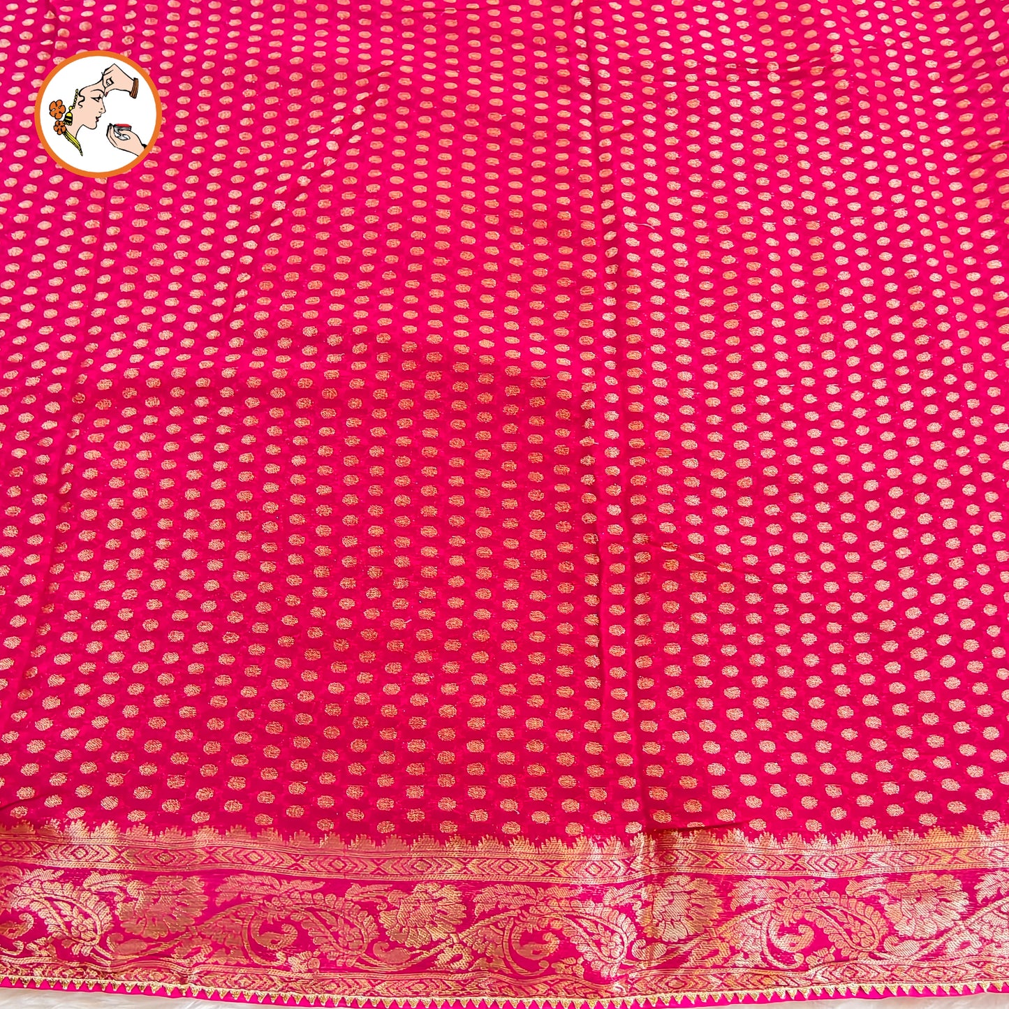 Pink Pure Banarasi Georgette Partywear Saree