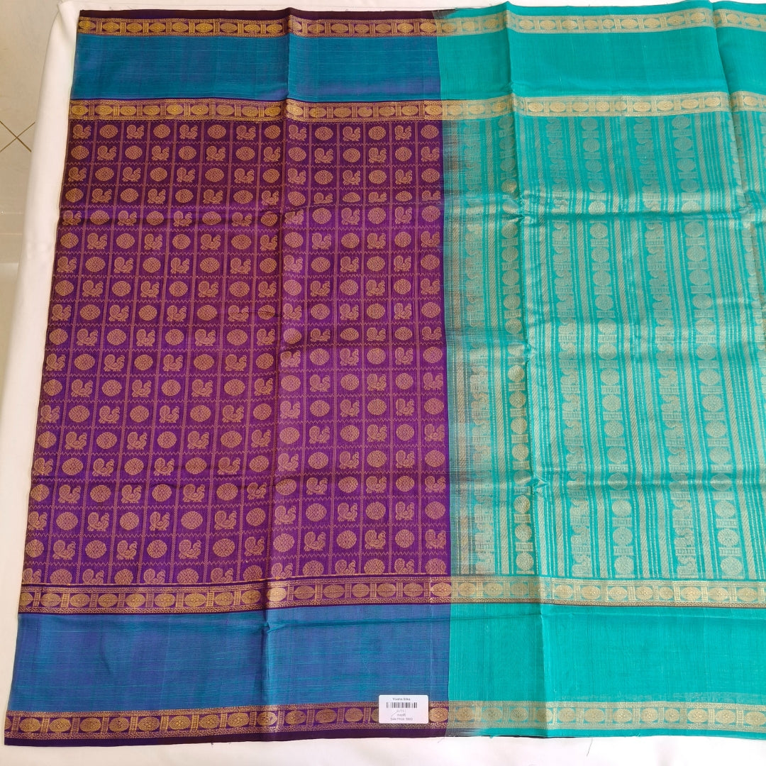 Purple Mayil chakkaram pure Silk Cotton Saree