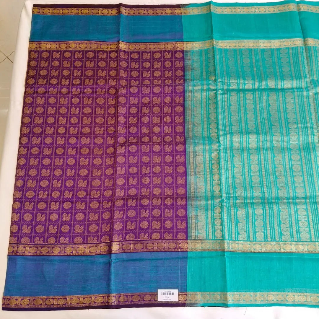 Purple Mayil chakkaram pure Silk Cotton Saree Vivahasilks
