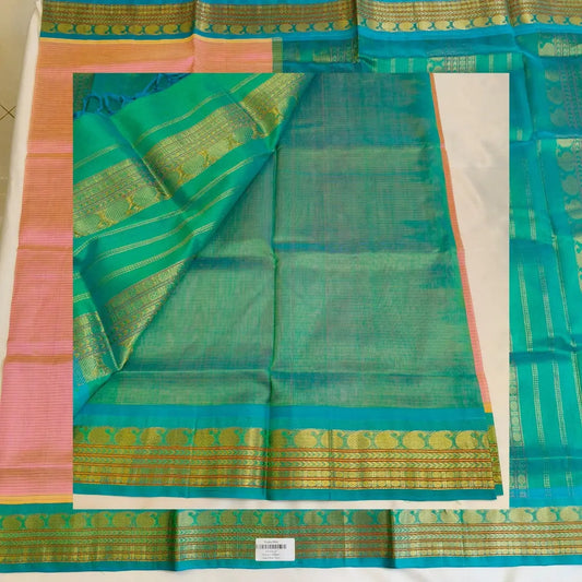 Lotus pink traditional Podi Kattam silk cotton saree Vivahasilks