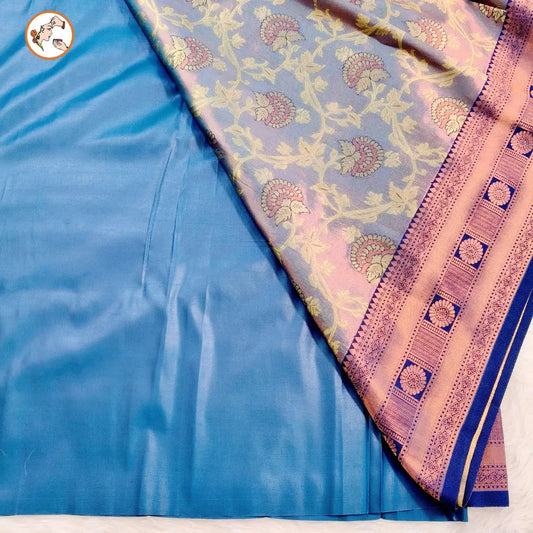 Blue Tissue Silk Saree - Vivahasilks