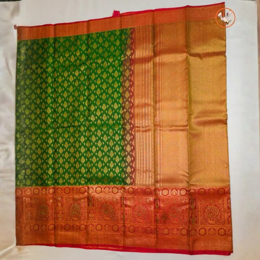 Green With Red Pure Kanchi Silk Vivahasilks
