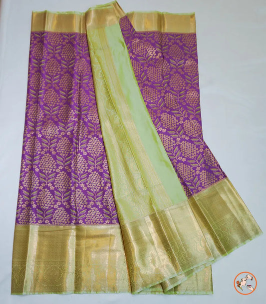 Voilet With Green Kanchi Blended Silk Saree Vivahasilks