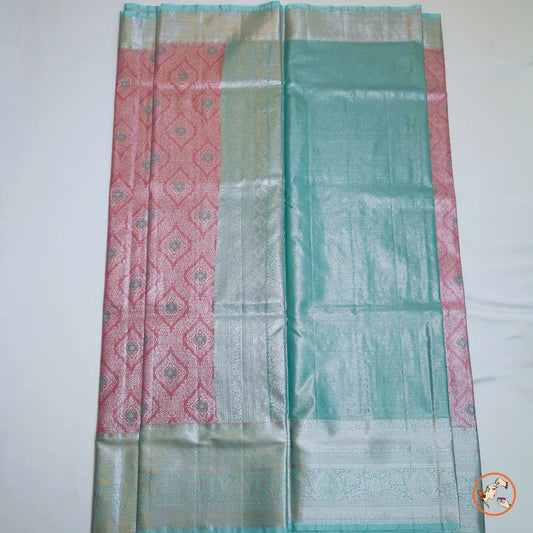 Pink With Blue Kanchipuram Silk Saree Vivahasilks