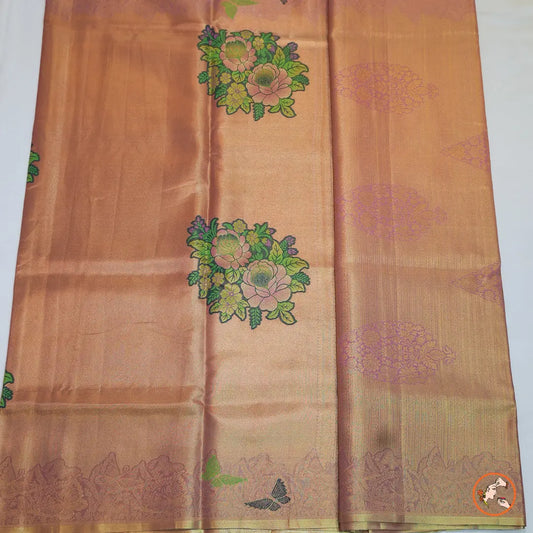 Brown with pink Shade Kanchipuram Silk Saree Vivahasilks