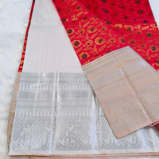 Red Border Kanchipuram Silk Saree Vivahasilks