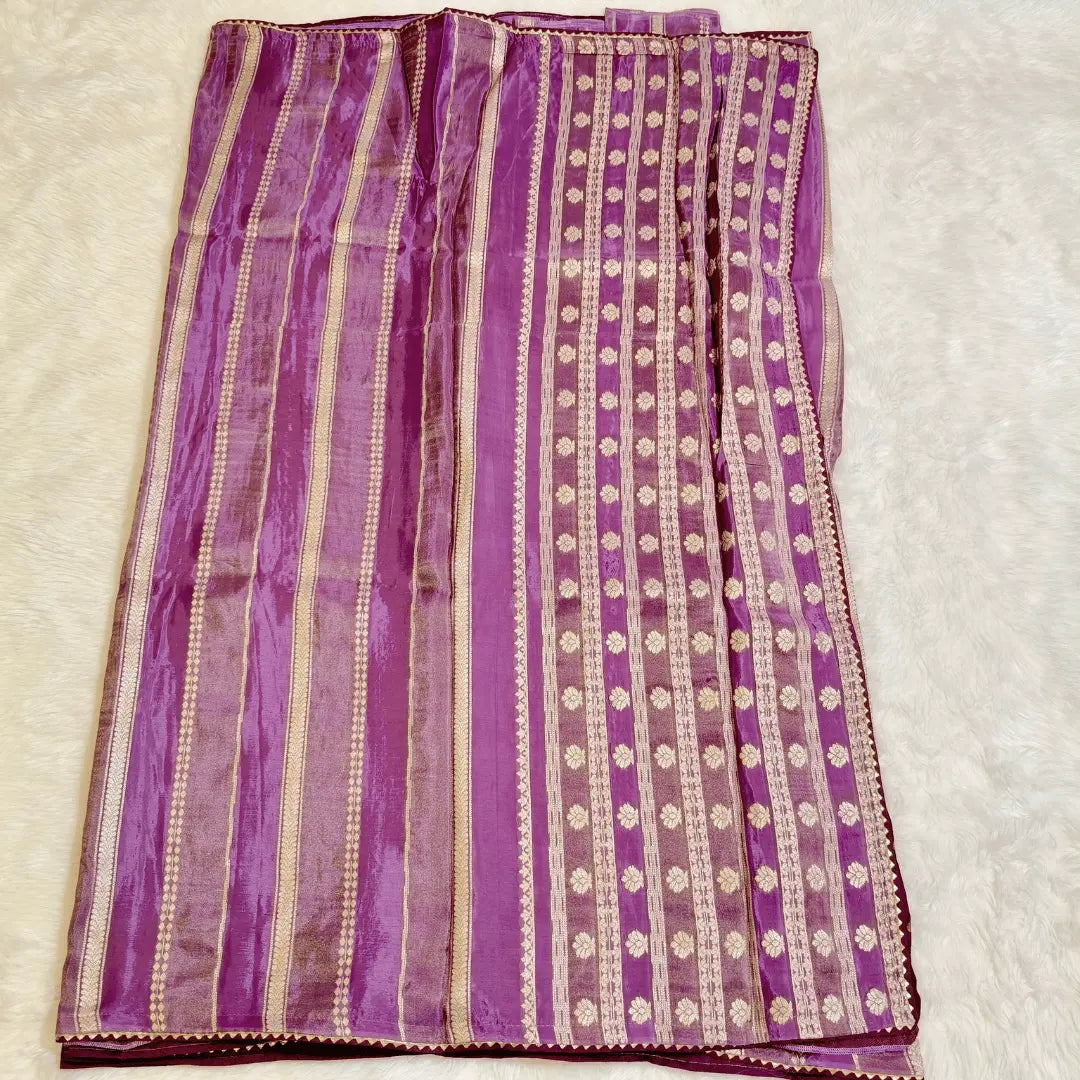 Lavender satin tissue fancy saree Vivahasilks