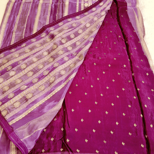 Lavender satin tissue fancy saree