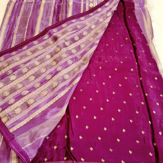 Lavender satin tissue fancy saree Vivahasilks