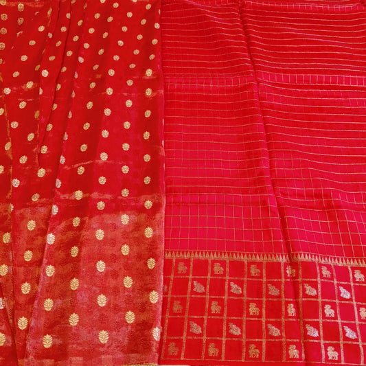 Red Viscose Silk Saree Vivahasilks