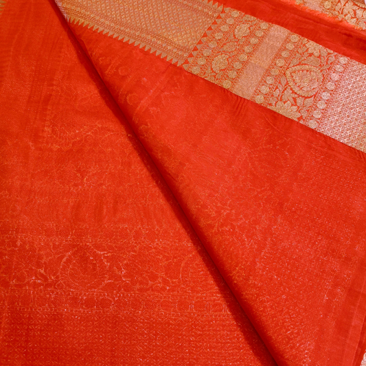Royal Red checks Premium Banarasi Georgette Saree