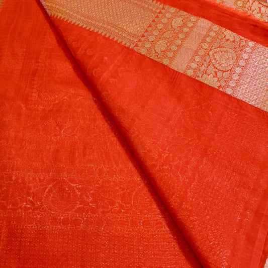 Royal Red checks Premium Banarasi Georgette Saree Vivahasilks