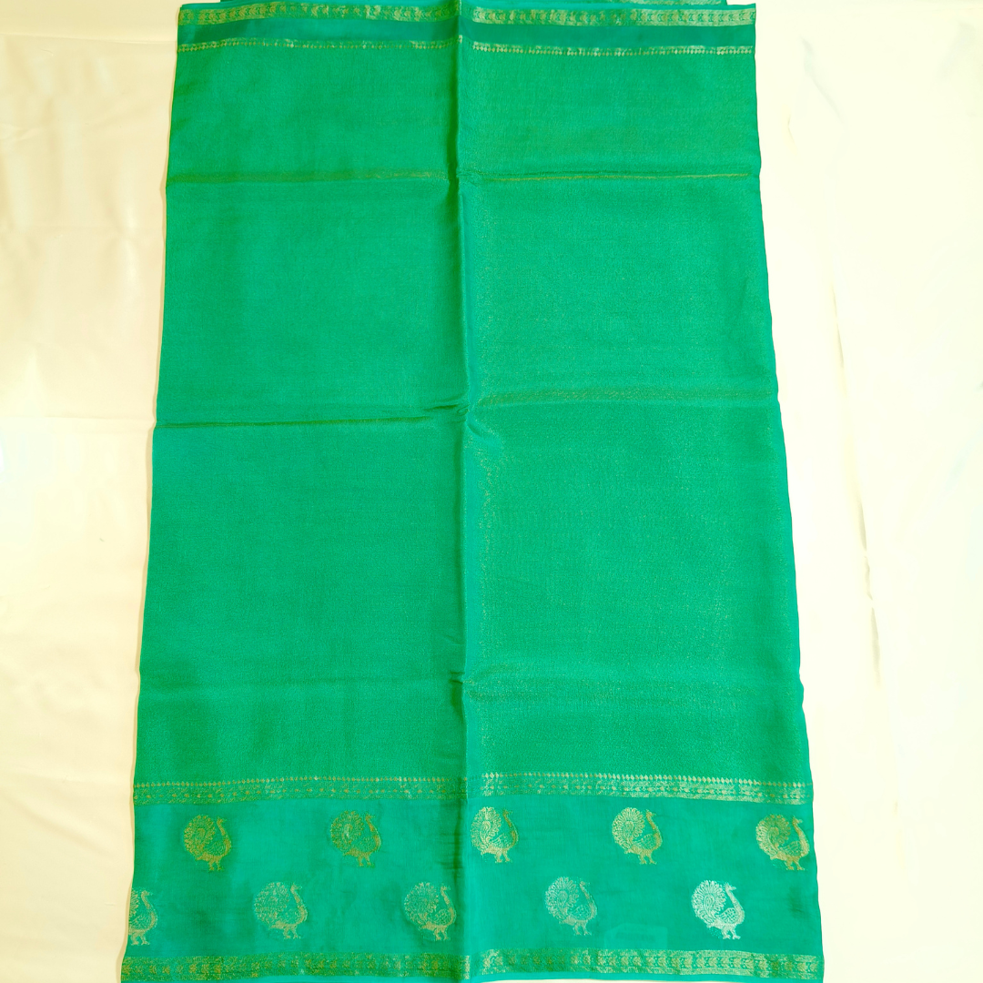 Sea green Viscose Silk Saree