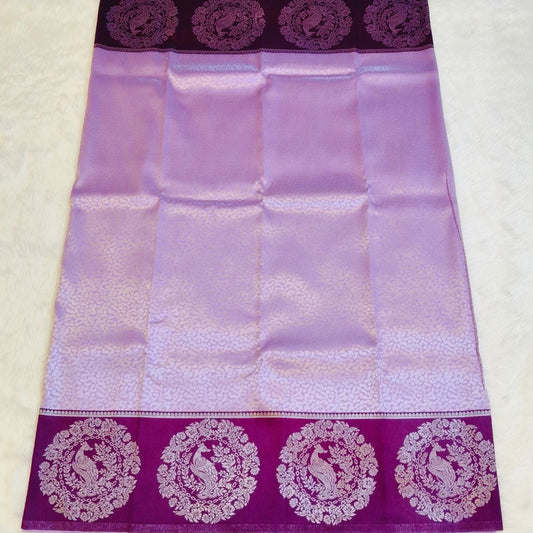 Lavender with Purple SemiSilk Saree