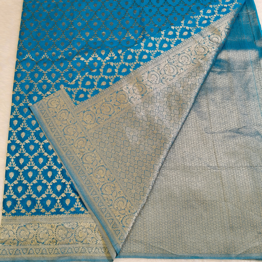 Sky blue rich Jari work Banarasi Georgette Saree