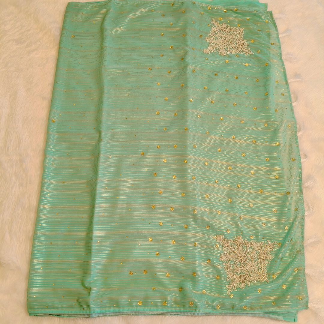 Pista Green Elegant Stone work Party Wear Saree