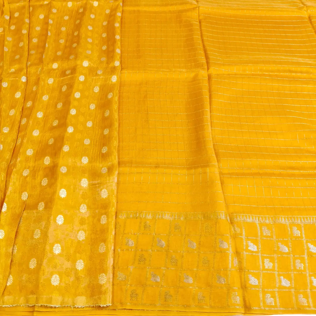 Yellow Viscose Silk Saree Vivahasilks