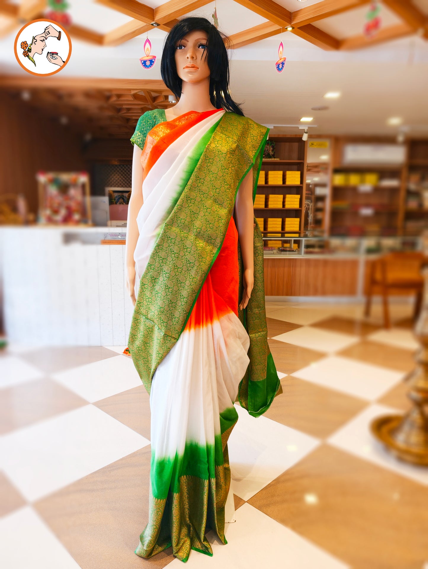 Tricolour National Flag Chanderi Silk Saree